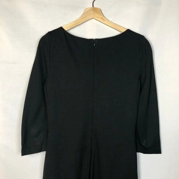 Trina Turk Black Long Sleeve Pleated Neckline A-Line Shift Dress 4 - Picture 8 of 11